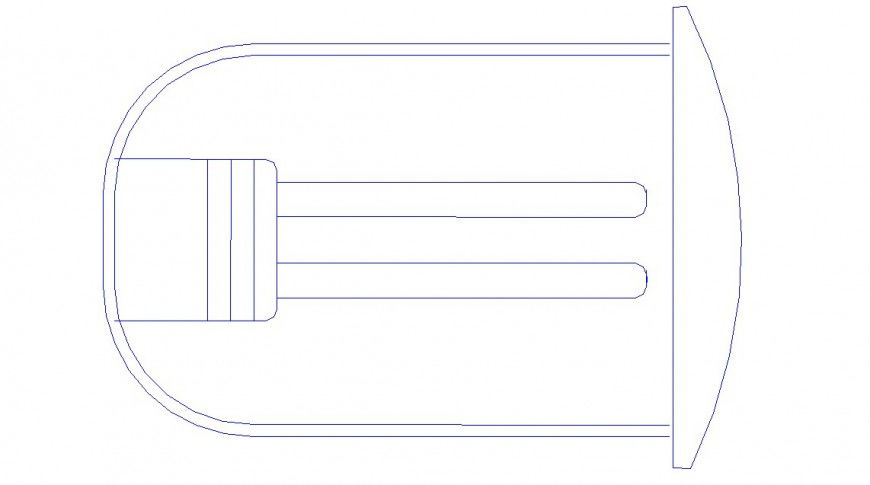 Common led bulb 2d elevation block cad drawing details dwg file