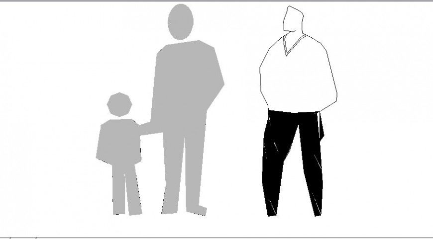Common man and child elevation block cad drawing details dwg file