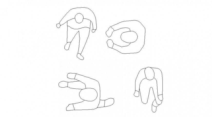 Common man top view elevation blocks cad drawing details dwg file