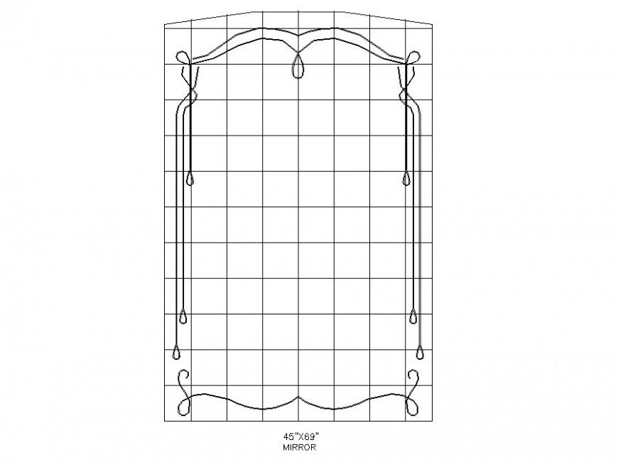Common mirror front view elevation block drawing details dwg file