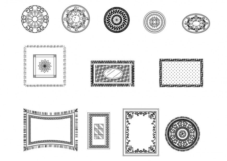 Common multiple carpet elevation blocks cad drawing details dwg file
