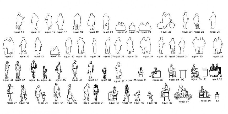 Common multiple people blocks with act cad drawing details dwg file