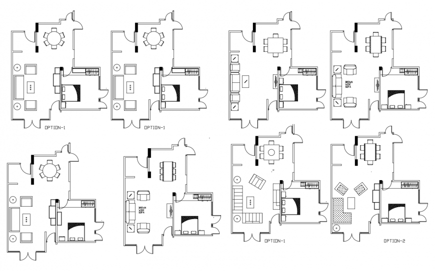 Common multiple residential houses plans cad drawing details dwg file