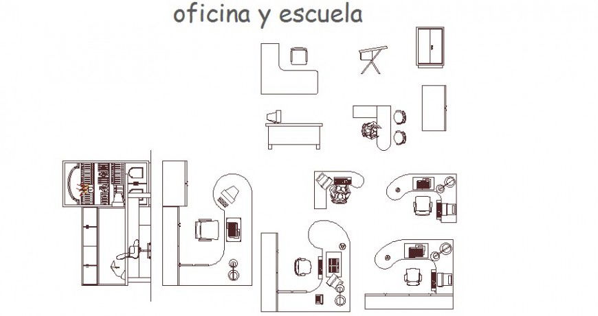 Common office furniture blocks auto-cad drawing details dwg file