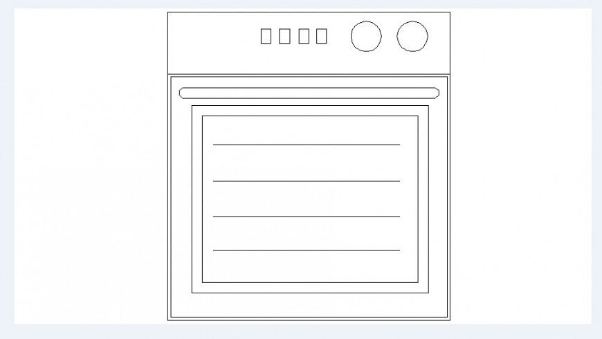 Common oven elevation 2d block drawing details dwg file
