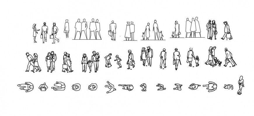 Common people 2d elevation blocks auto-cad drawing details dwg file