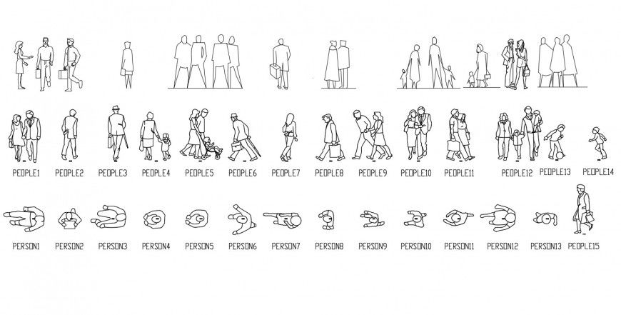 Common people and people figure elevation blocks details dwg file
