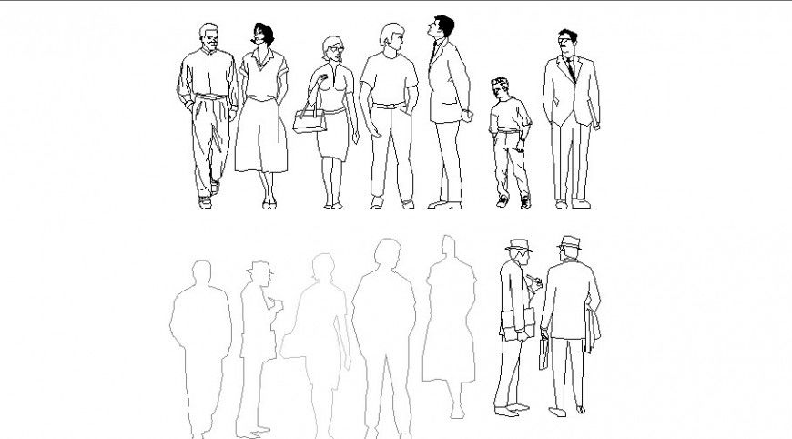 Common people blocks cad drawing details dwg file