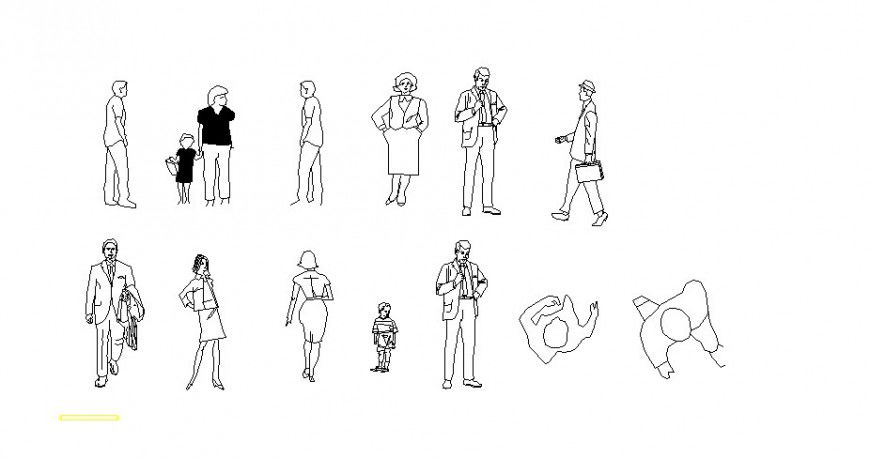 Common people elevation blocks cad drawing details dwg file