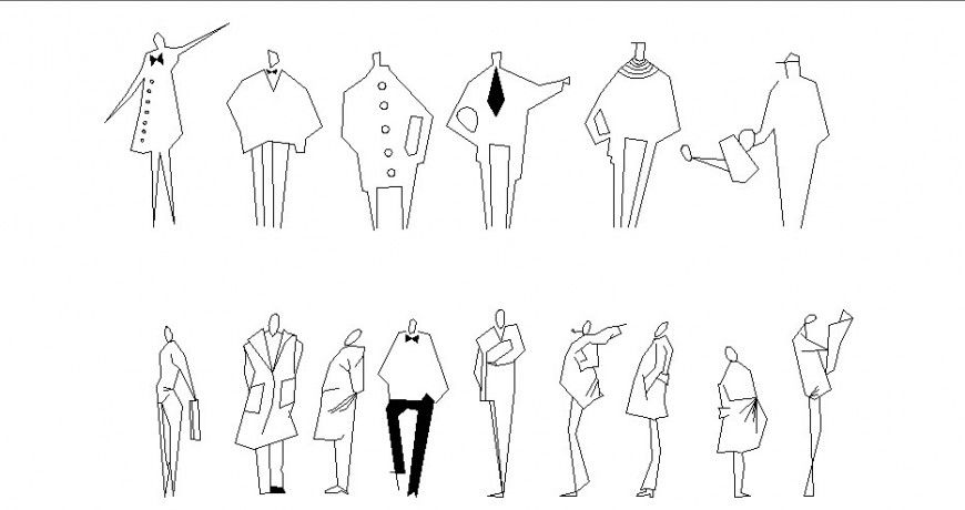 Common people figure 2d blocks cad drawing details dwg file