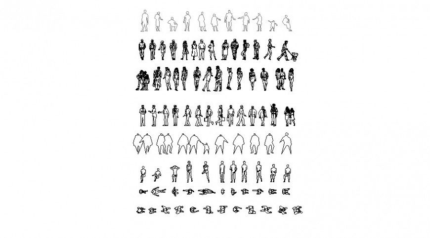 Common people figure blocks 2d drawing details dwg file