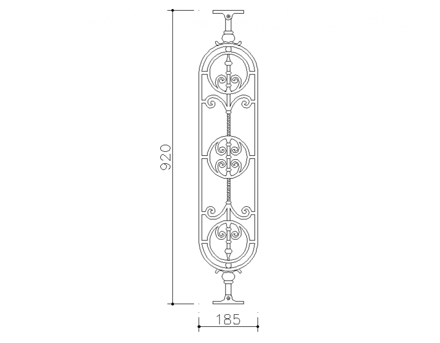 Common railing block elevation cad drawing details dwg file