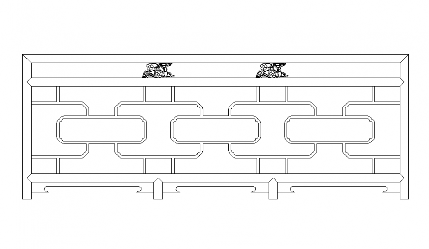 Common railing front view cad block details dwg file