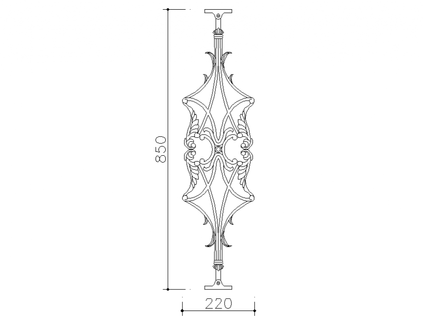 Common railing single design block cad drawing details dwg file