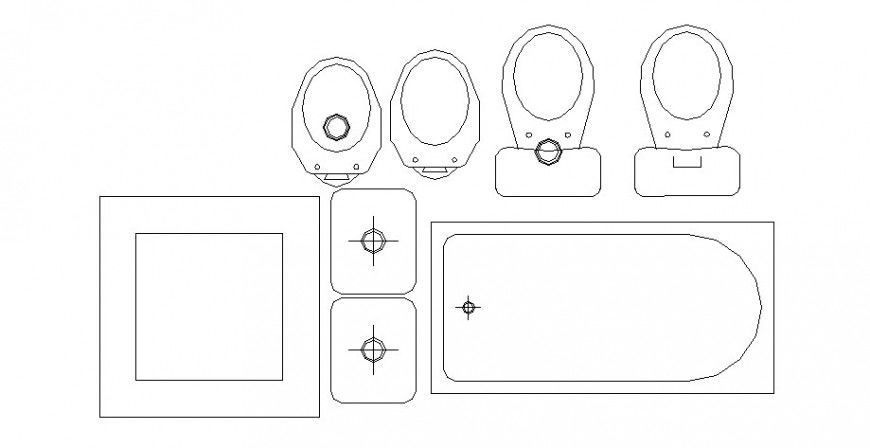 Common sanitary blocks top view elevation cad drawing details dwg file
