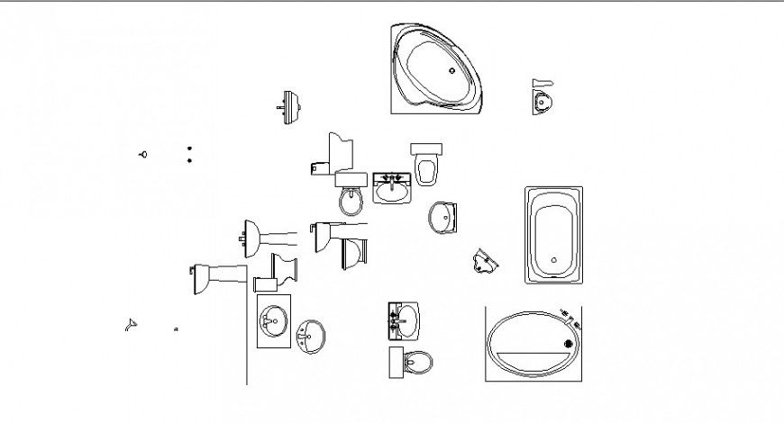 Common sanitary ware 2d blocks cad drawing details dwg file