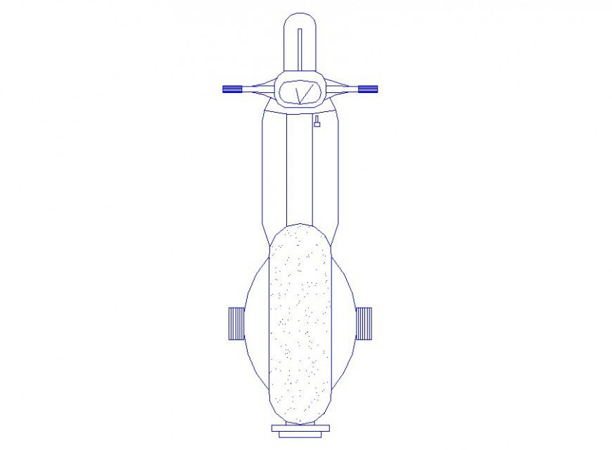 Common scooter top view 2d elevation block details dwg file