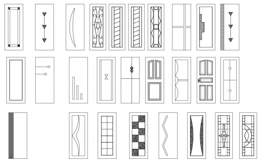Common single door 2d elevation blocks drawing details dwg file