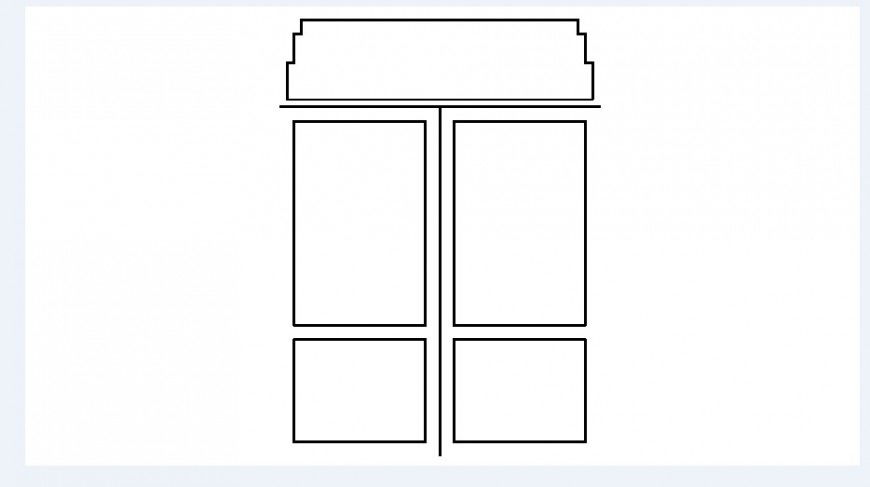 Common single window elevation block drawing details dwg file
