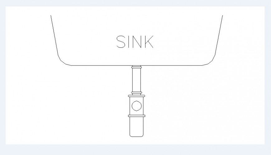 Common sink and sink pipe elevation block drawing details dwg file
