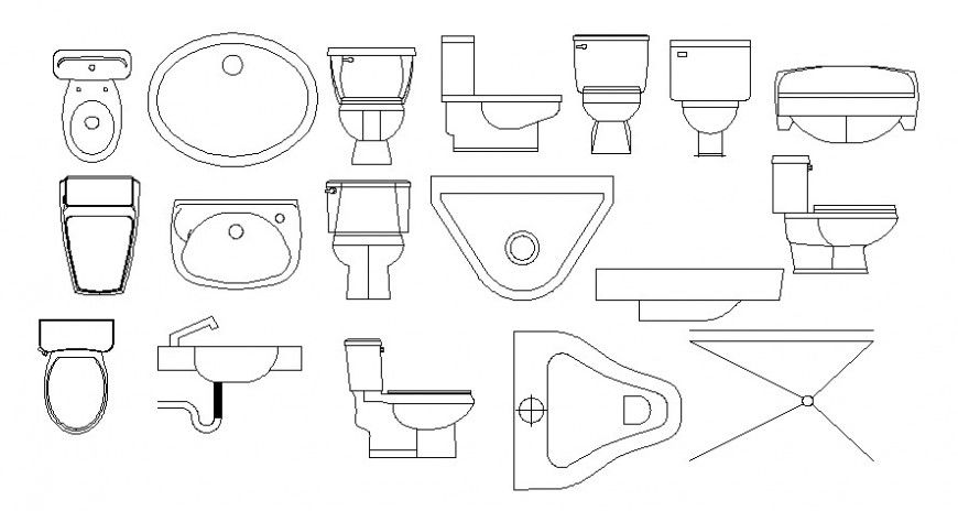 Common sink and toilet sheet elevation blocks drawing details dwg file