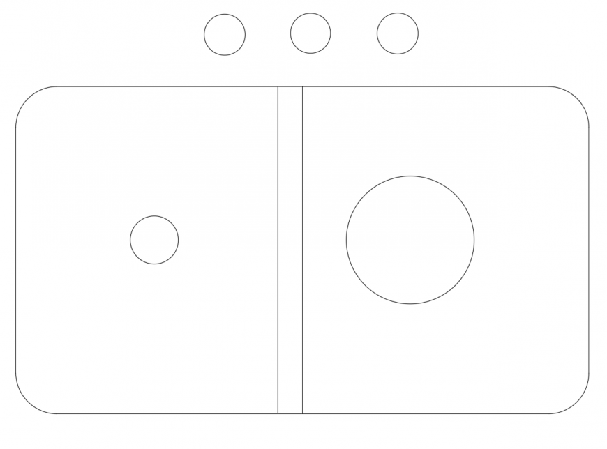 Common sink top view elevation block drawing details dwg file