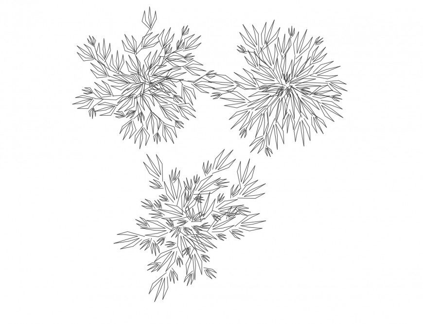 Common small tree plant 2d elevation block drawing details dwg file