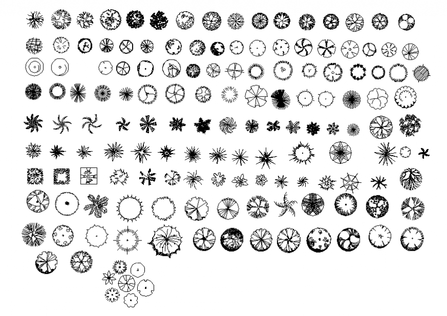 Common small tree plants blocks cad drawing details dwg file