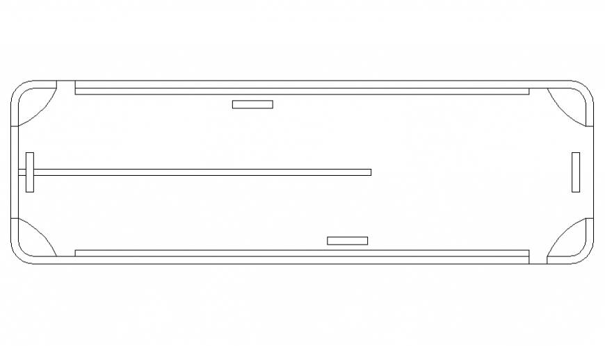 Common stretcher top view elevation cad block details dwg file