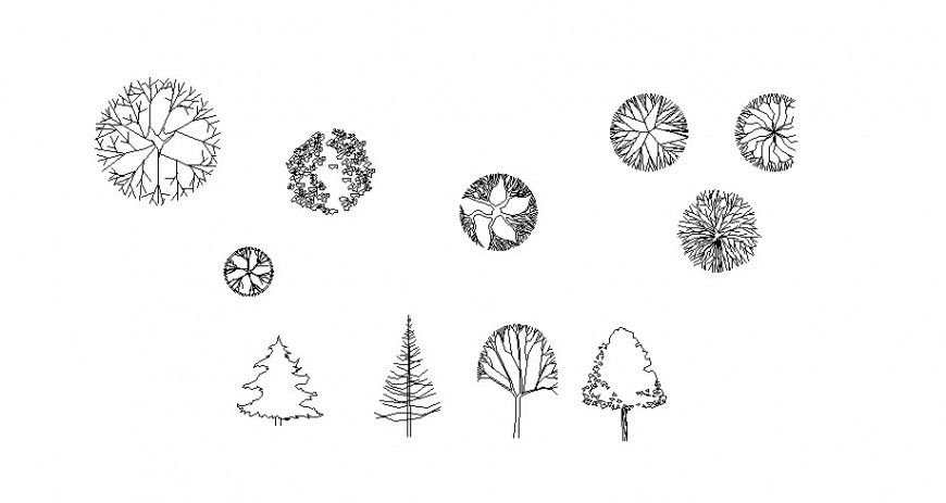 Common tree and plants 2d blocks cad drawing details dwg file