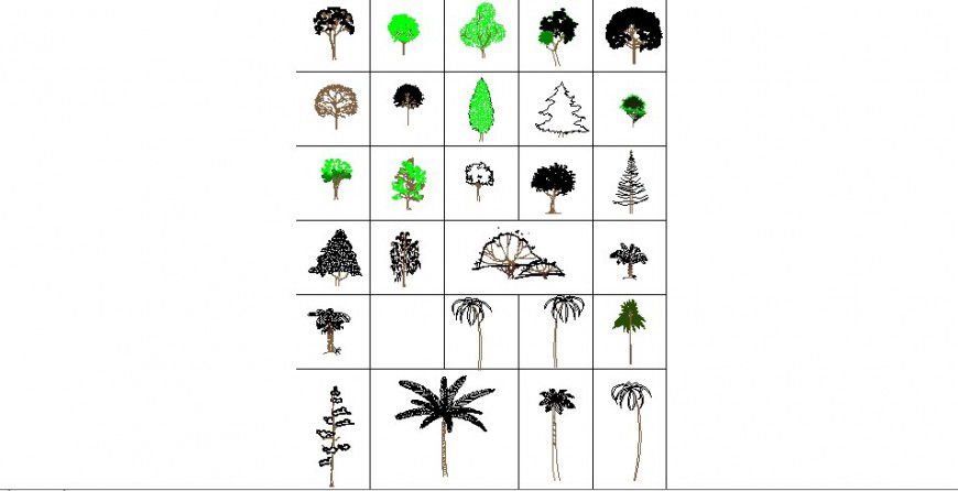 Common tree elevation blocks auto-cad drawing details dwg file