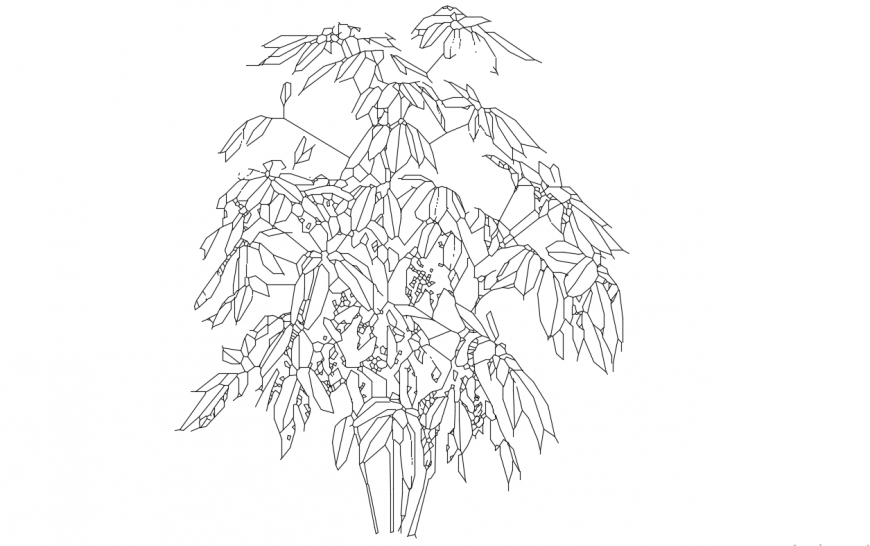 Common tree plant front elevation block cad drawing details dwg file