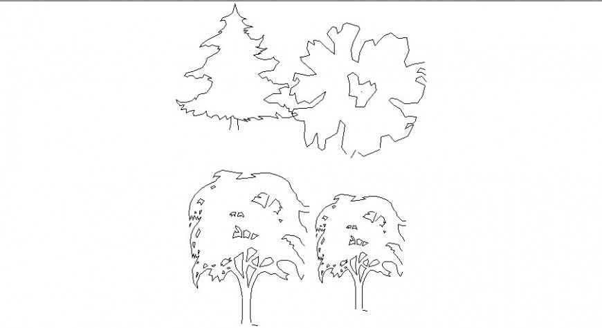 Common tree plants 2d elevation blocks cad drawing details dwg file