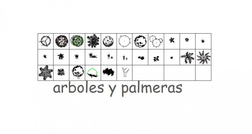 Common tree plants elevation blocks auto-cad 2d drawing details dwg file