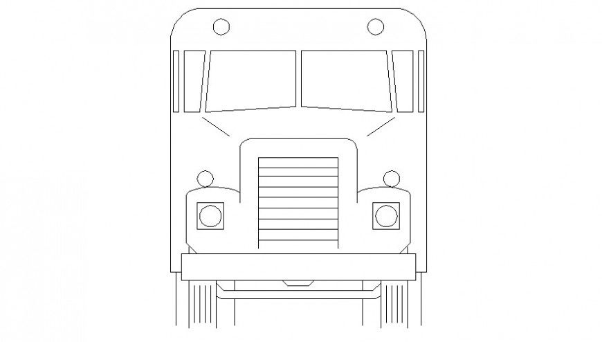 Common truck front 2d elevation block drawing details dwg file