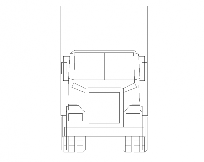 Common truck front elevation block cad drawing details dwg file