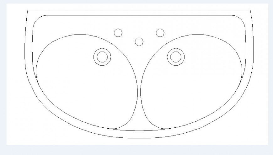 Common twin 2d sink elevation block drawing details dwg file