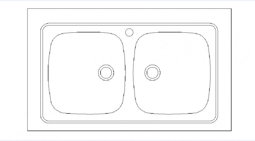 Common twin sink elevation block cad drawing details dwg file