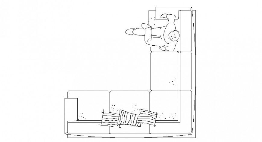 V-Shaped Sofa Set Elevation Block CAD Drawing DWG file