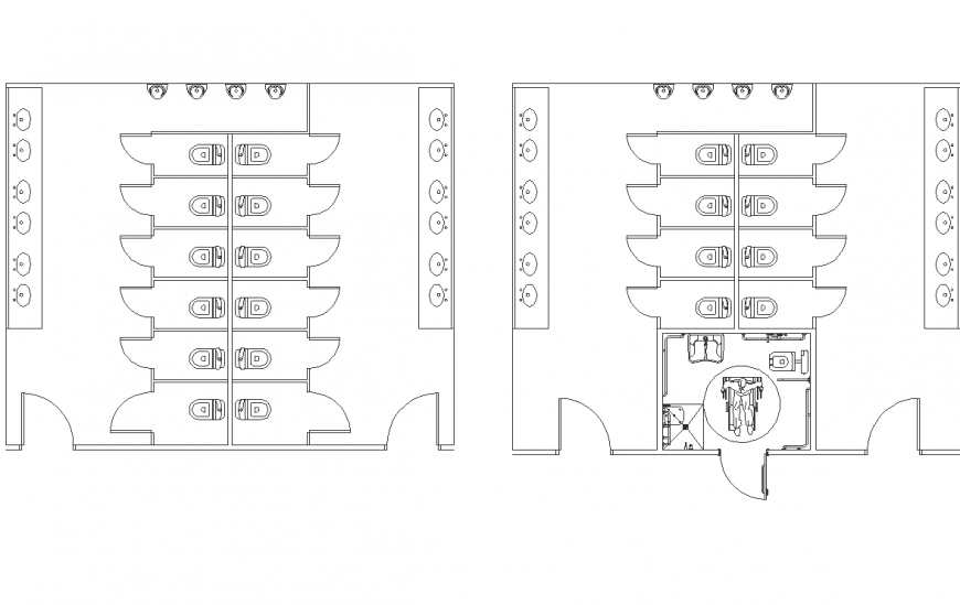 Common washroom plan detail dwg file.