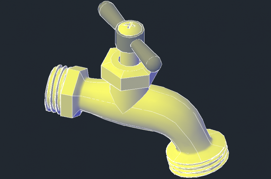 Common water tap 3d elevation block drawing details dwg file