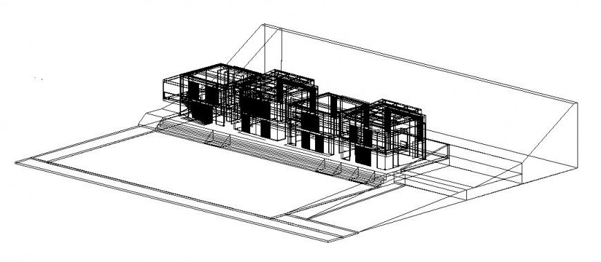 Community 3d house model buildings cad drawing details dwg file