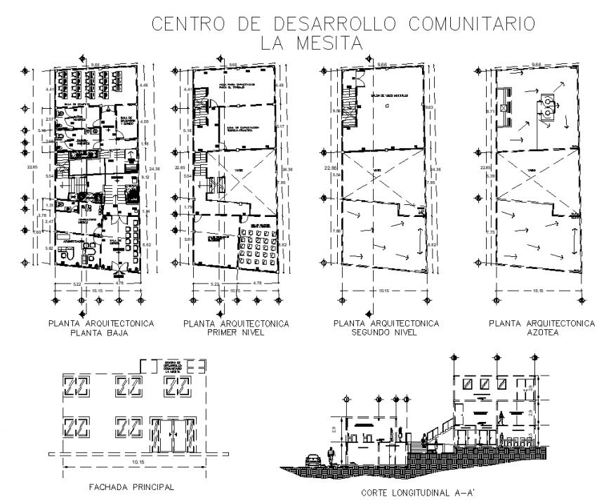 Community development center drawing in dwg file.