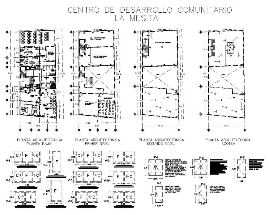 Community development centre detail drawing in dwg file.