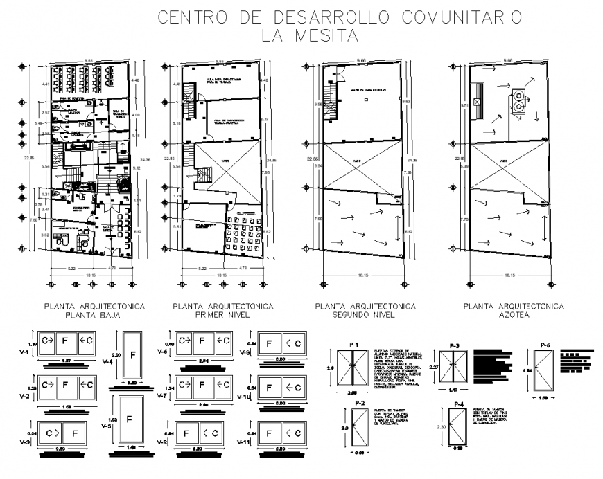 Community development centre plan drawing in dwg file.