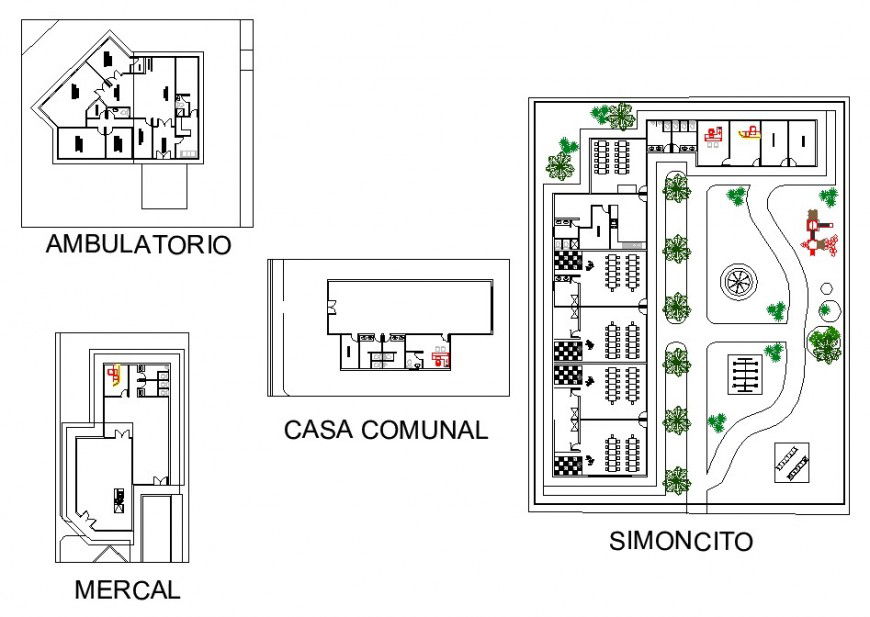 Community house plan detail dwg file