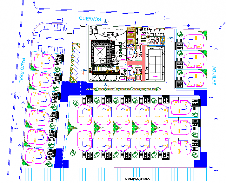 Community housing master plan with utilities detail in dwg file.
