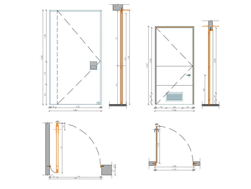 Complete Internal Door Section Elevation CAD Blocks DWG File