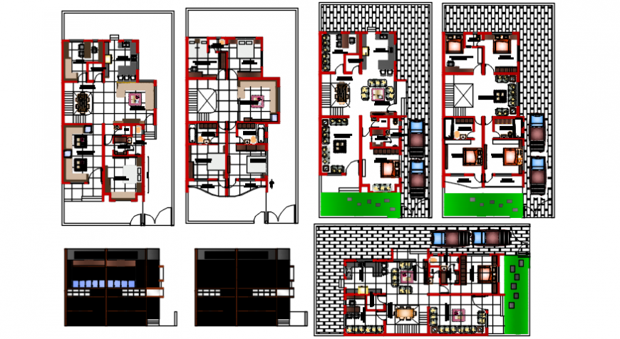Complete modern bungalow elevation concept with its top view layout plan details
