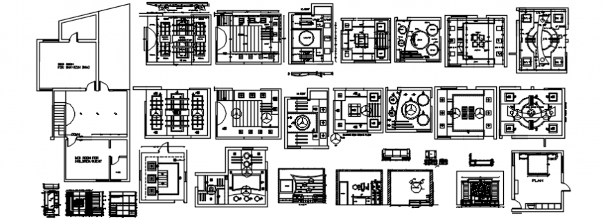 Complete top view ceiling layout in a house details dwg file